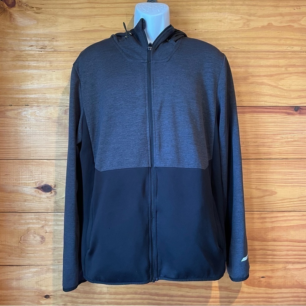 Champion Men’s Black Grey Full Zip Up Hooded Running Jacket Extra Large Workout
